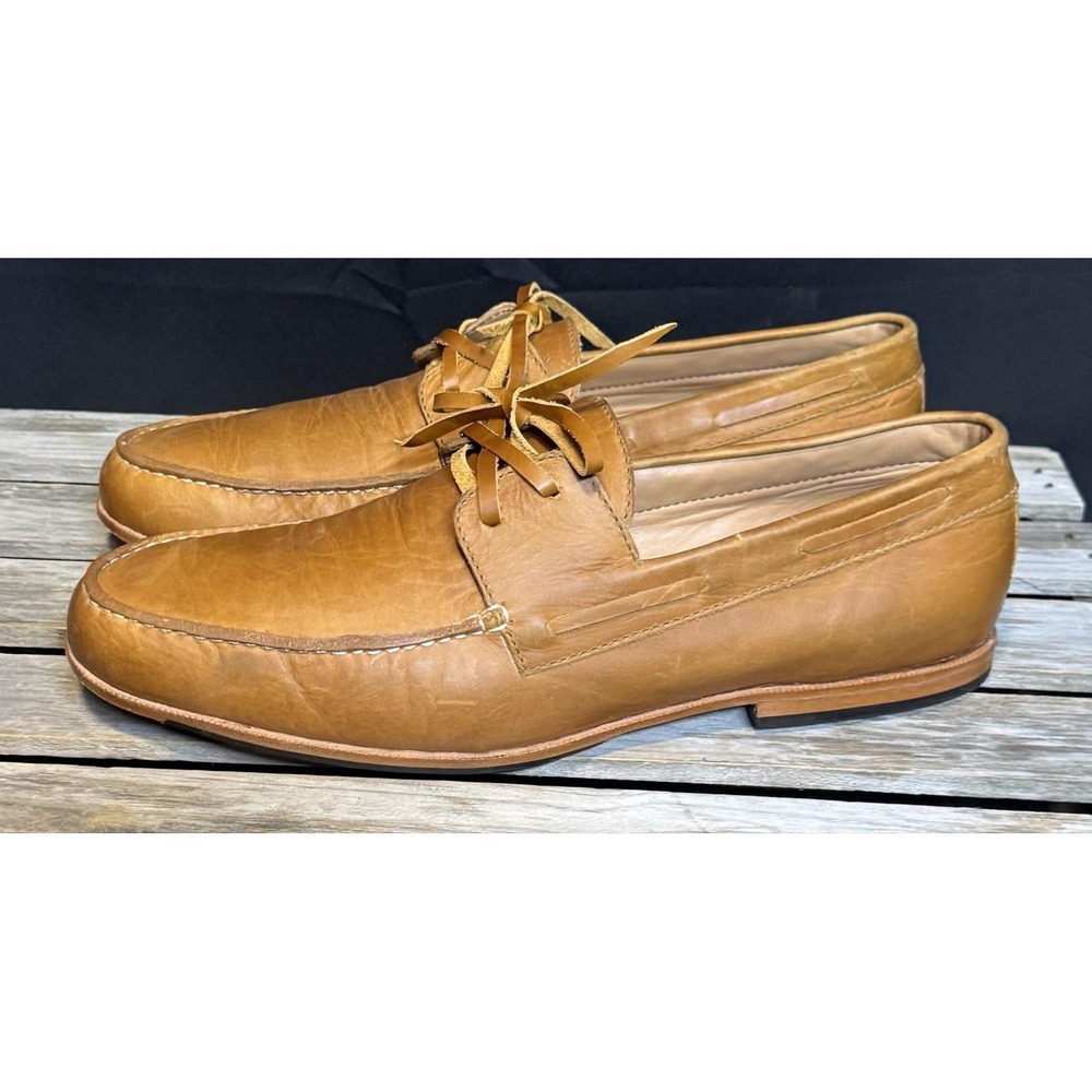 Adelante Shoes Mens Size 10 D Brown Leather Handmade Lace Up Boat Shoe Casual